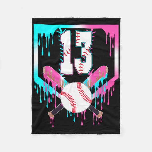 13e verjaardag Bysebyll Thuisplaat Drip Ijs 1 Fleece Deken (Voorkant)