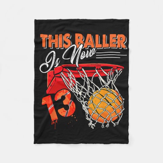 13e Verjaardag Bysketbyll Fun 13 jaar oude Kinder Fleece Deken (Voorkant)