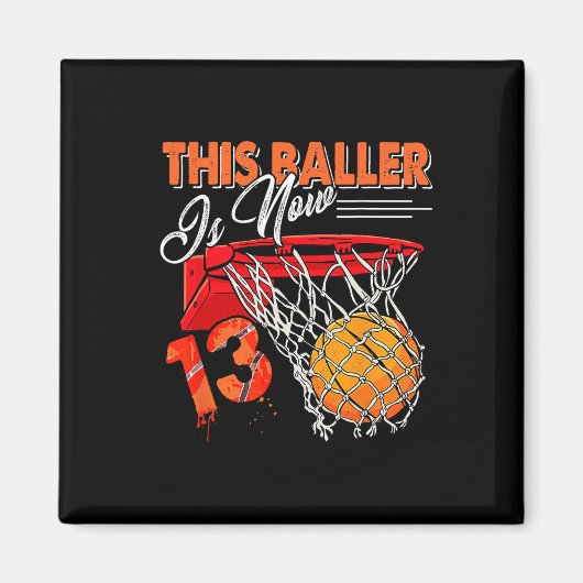 13e Verjaardag Bysketbyll Fun 13 jaar oude Kinder Magneet (Voorkant)