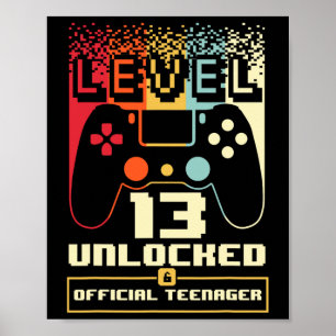 13e verjaardag cadeaudozen niveau 13 niet-vergrend poster