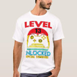 13e verjaardag cadeaudozen niveau 13 niet-vergrend t-shirt<br><div class="desc">13th Birthday video gaming present, funny for todler youth boys & girls that are pc console game play lovers. Best gift idea for 13 year old's who love online computer themed nerd stuff and decoration. Officially happy thirteenth birthday geek player: Cute on Christmas for men, women, kids when level 13...</div>
