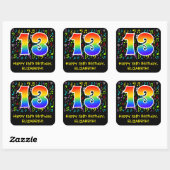 13e verjaardag: Colorful Music Symbols, Rainbow 13 Vierkante Sticker (Vel)