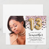 13e verjaardag confetti goud portret kaart (Voorkant / Achterkant)