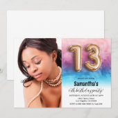 13e verjaardag Confetti gouden portret Kaart (Voorkant / Achterkant)