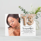 13e verjaardag Confetti Roos Gold-portret Kaart (Staand voorkant)