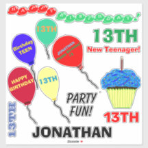 13e verjaardag Cupcake Balloons Vinyl