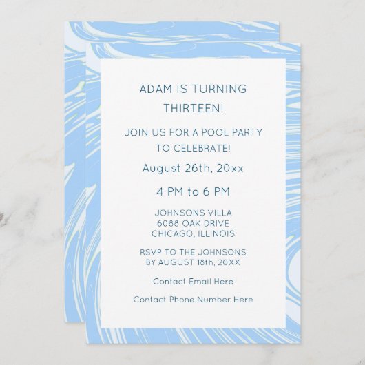 13e verjaardag Custom Age Blauw Abstract Beach Wav Kaart (Voorkant / Achterkant)