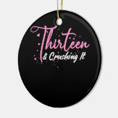 13e verjaardag Dertien en drukte het tiener aan Keramisch Ornament (Links)