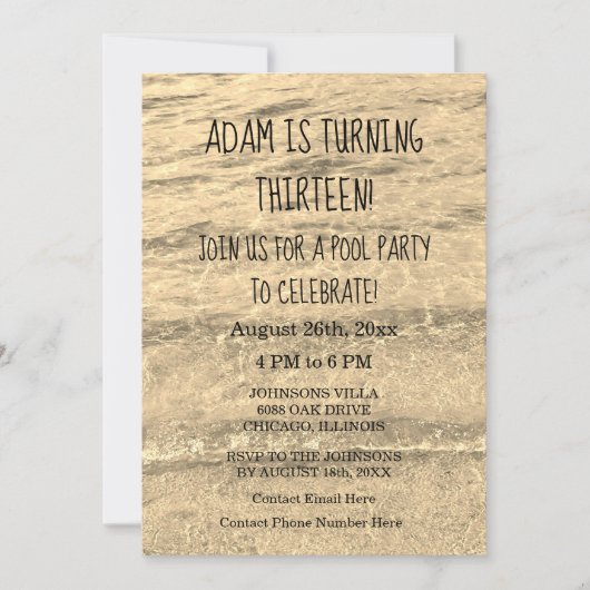 13e verjaardag Eigen leeftijdsnaam Water Abstract  Kaart (Voorkant)