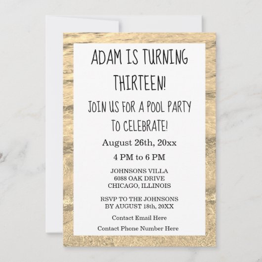 13e verjaardag Eigen leeftijdsnaam Water Abstract  Kaart (Voorkant)