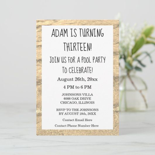 13e verjaardag Eigen leeftijdsnaam Water Abstract Kaart (Staand voorkant)