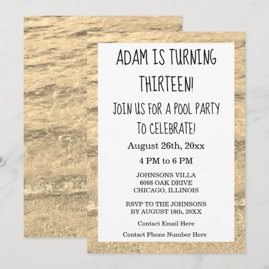 13e verjaardag Eigen leeftijdsnaam Water Abstract Kaart (Voorkant / Achterkant)