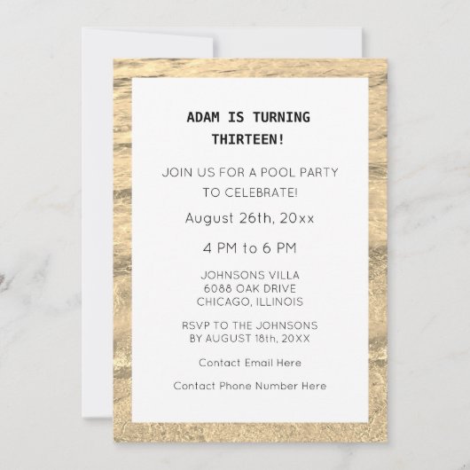 13e verjaardag Eigen leeftijdsnaam Water Simple Tr Kaart (Voorkant)