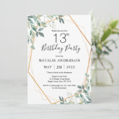 13e verjaardag Elegant Eucalyptus Greenery en Gold Kaart (Staand voorkant)