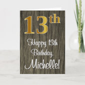 13e verjaardag: Elegant Faux Gold Look #, Faux Woo Kaart (Voorkant)