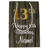 13e verjaardag: Elegant Faux Gold Look #, Faux Woo Medium Cadeauzakje (Voorkant)