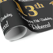 13e verjaardag: Elegant Luxe Faux Gold Look # Cadeaupapier (Rol Hoek)