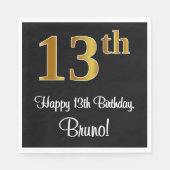 13e verjaardag ~ Elegant Luxe Faux Gold Look # Servet (Voorkant)