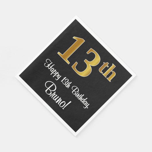 13e verjaardag ~ Elegant Luxe Faux Gold Look # Servet (Hoek)