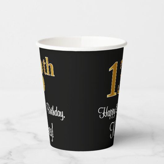 13e verjaardag - Elegante luxe Faux Gold look # Papieren Bekers (Links)