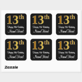 13e verjaardag - Elegante luxe Faux Gold look # Vierkante Sticker (Vel)