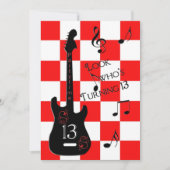 13e verjaardag, elektrisch gitaar, rood/wit/zwart kaart (Voorkant)