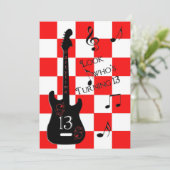 13e verjaardag, elektrisch gitaar, rood/wit/zwart kaart (Staand voorkant)