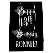 13e verjaardag: Fancy, elegant script + aangepaste Medium Cadeauzakje (Achterkant)