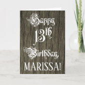 13e verjaardag: Fancy, elegante tekst; Faux Hood K Kaart (Voorkant)