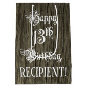 13e verjaardag: Fancy, Faux Wood Kijk + Aangepaste Medium Cadeauzakje (Achterkant)