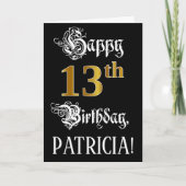 13e verjaardag — Fancy script; Faux Gold Kijk; naa Kaart (Voorkant)