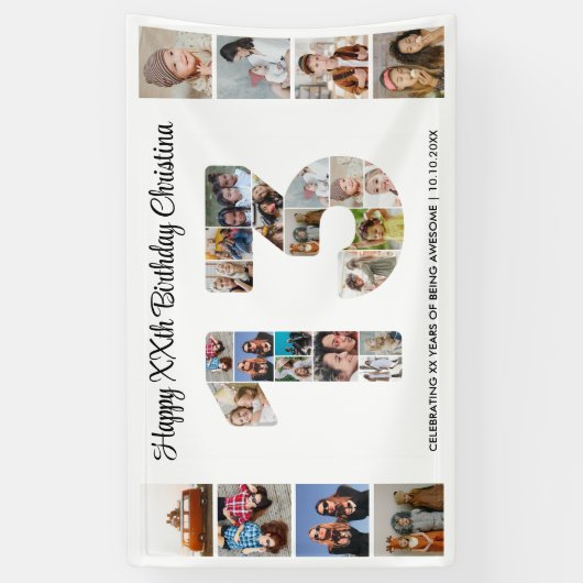 13e verjaardag feest nummer 13 fotocollage spandoek (Verticaal)