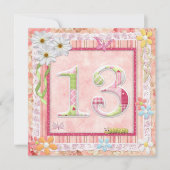 13e verjaardag feest scrapbooking stijl kaart (Voorkant)