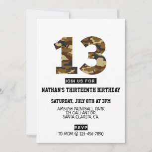 13e verjaardag, feestje, leger, dertien, verjaarda