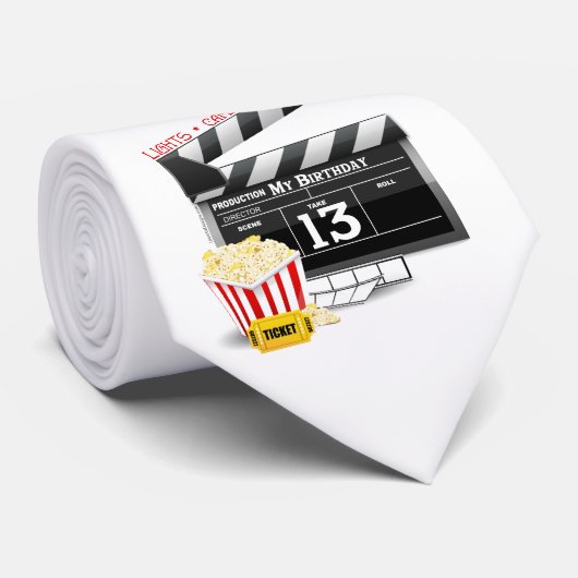 13e verjaardag filmpartij stropdas (Opgerold)