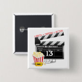 13e verjaardag filmpartij vierkante button 5,1 cm (Voorkant /achterkant)