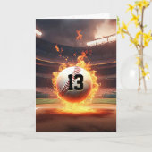 13e verjaardag Flaming Baseball Kaart (Gele Bloem)