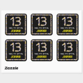 13e verjaardag: Floral Flowers Number, Custom Name Vierkante Sticker (Vel)