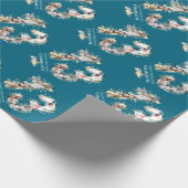 13e verjaardag Foto Blauwgroen Collage Yellow Flow Cadeaupapier (Hoek)