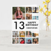 13e verjaardag Foto Collage 13 Foto's Black White Kaart (Gele Bloem)