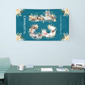 13e verjaardag Foto Collage Blauwgroen Yellow Flow Spandoek (Beurs)