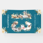 13e verjaardag Foto Collage Blauwgroen Yellow Flow Spandoek (Horizontaal)