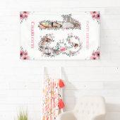 13e verjaardag Foto Collage Pink Bloemenmeisje Whi Spandoek (Insitu)
