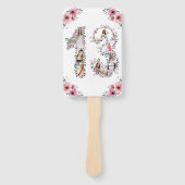 13e verjaardag Foto Collage Pink Girl Flower White Handwaaier (Voorkant)
