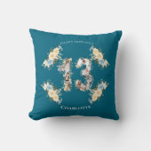 13e verjaardag Foto Collage Yellow Flower Blauwgro Kussen (Voorkant)