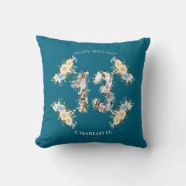 13e verjaardag Foto Collage Yellow Flower Blauwgro Kussen