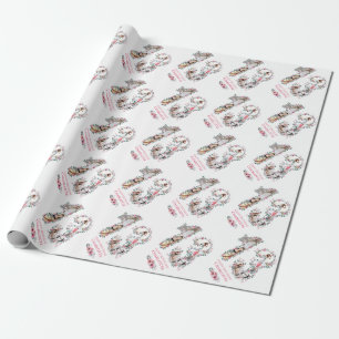 13e verjaardag Foto Girl Collage Pink Flower White Cadeaupapier