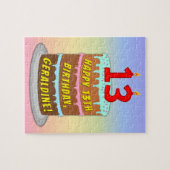 13e verjaardag: Fun Cake and Candles + Custom Name Legpuzzel (Horizontaal)