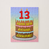 13e verjaardag: Fun Cake and Candles + Custom Name Legpuzzel (Verticaal)