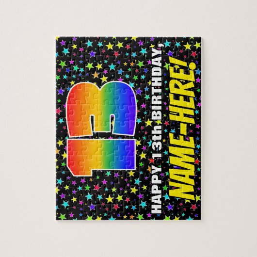 13e verjaardag — Fun, kleurrijk Star Field Pattern Legpuzzel (Verticaal)